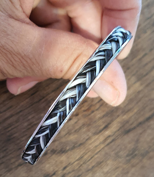Sterling Silver cuff horsehair bracelet