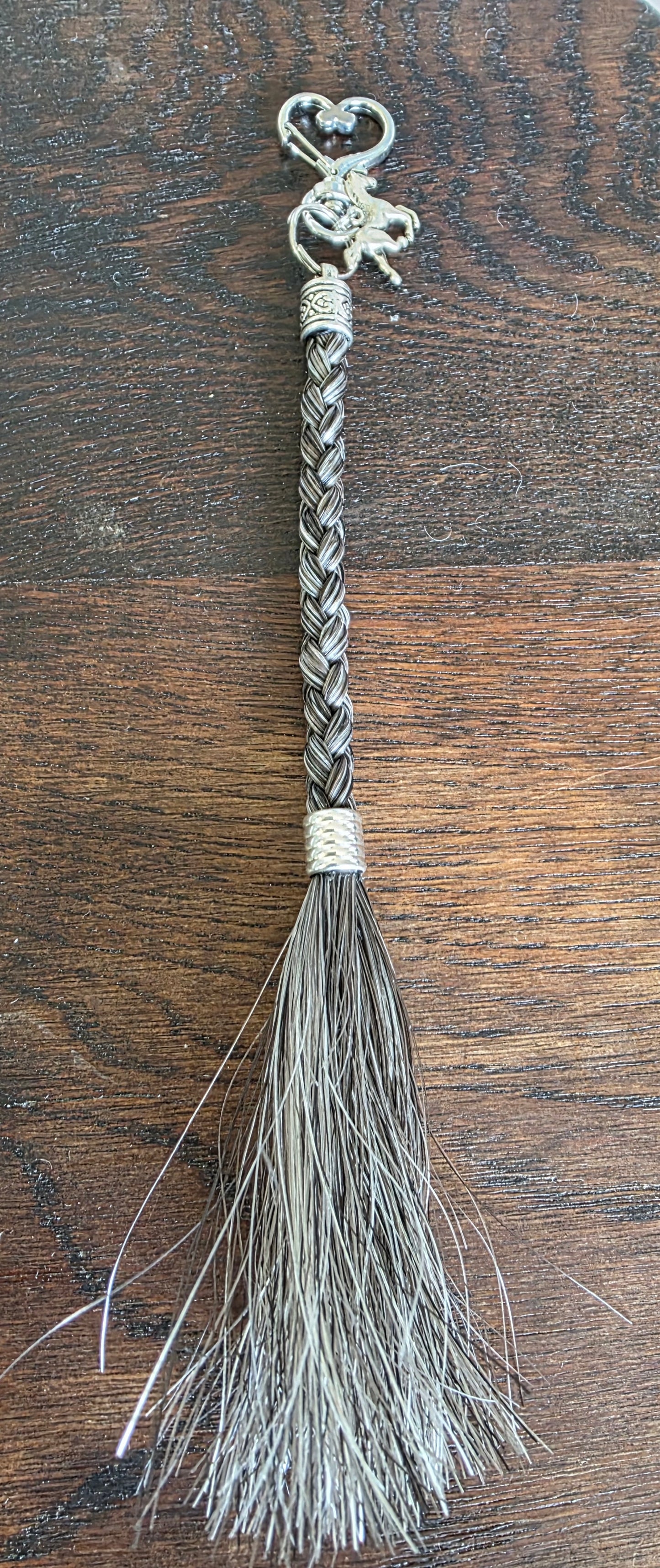 Antique Silver braided tassel clip